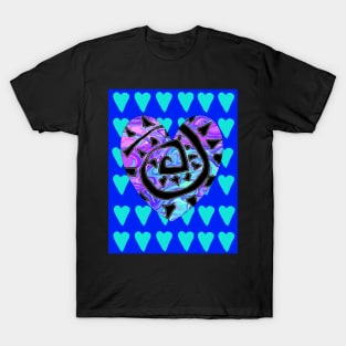 Blue Heart Graffiti Valentine Art T-Shirt